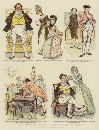 Tante Keziahs Flucht (Chromolithographie) von Hugh Thomson